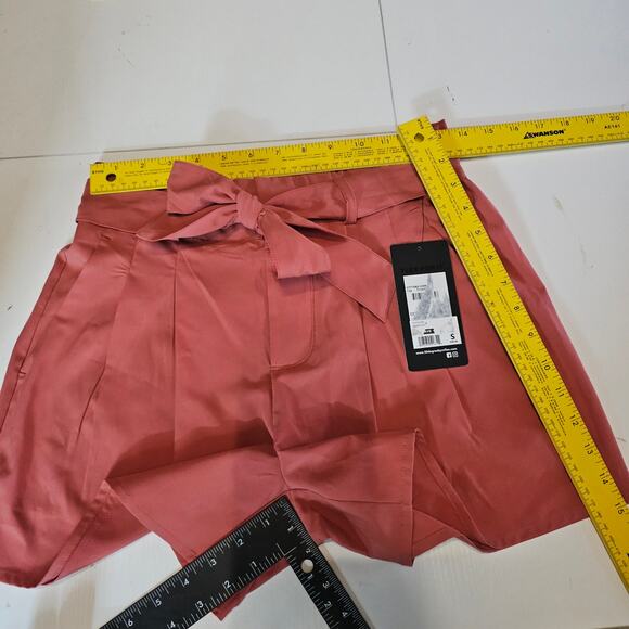 NEW 90 Degree Brick Orange Belted Stretch Paperbag Short Women's S 3490 - Picture 8 of 9